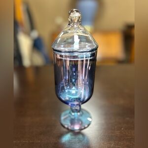 SOLD-Elegant Vintage Blue Glass Apothecary Jar